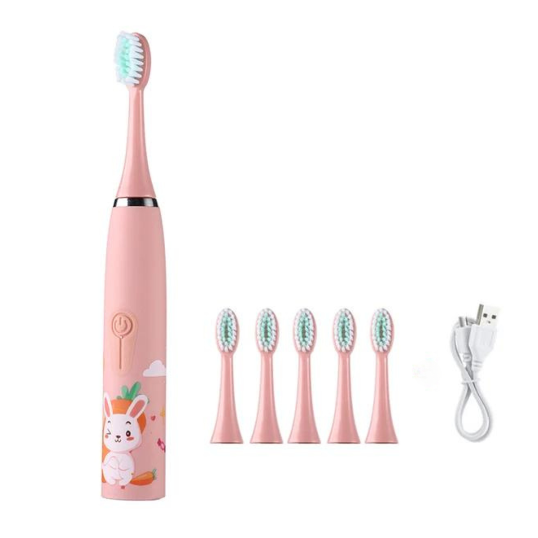 Escova de Dente Elétrica Infantil Cartoon + BRINDE de 5 Reposições