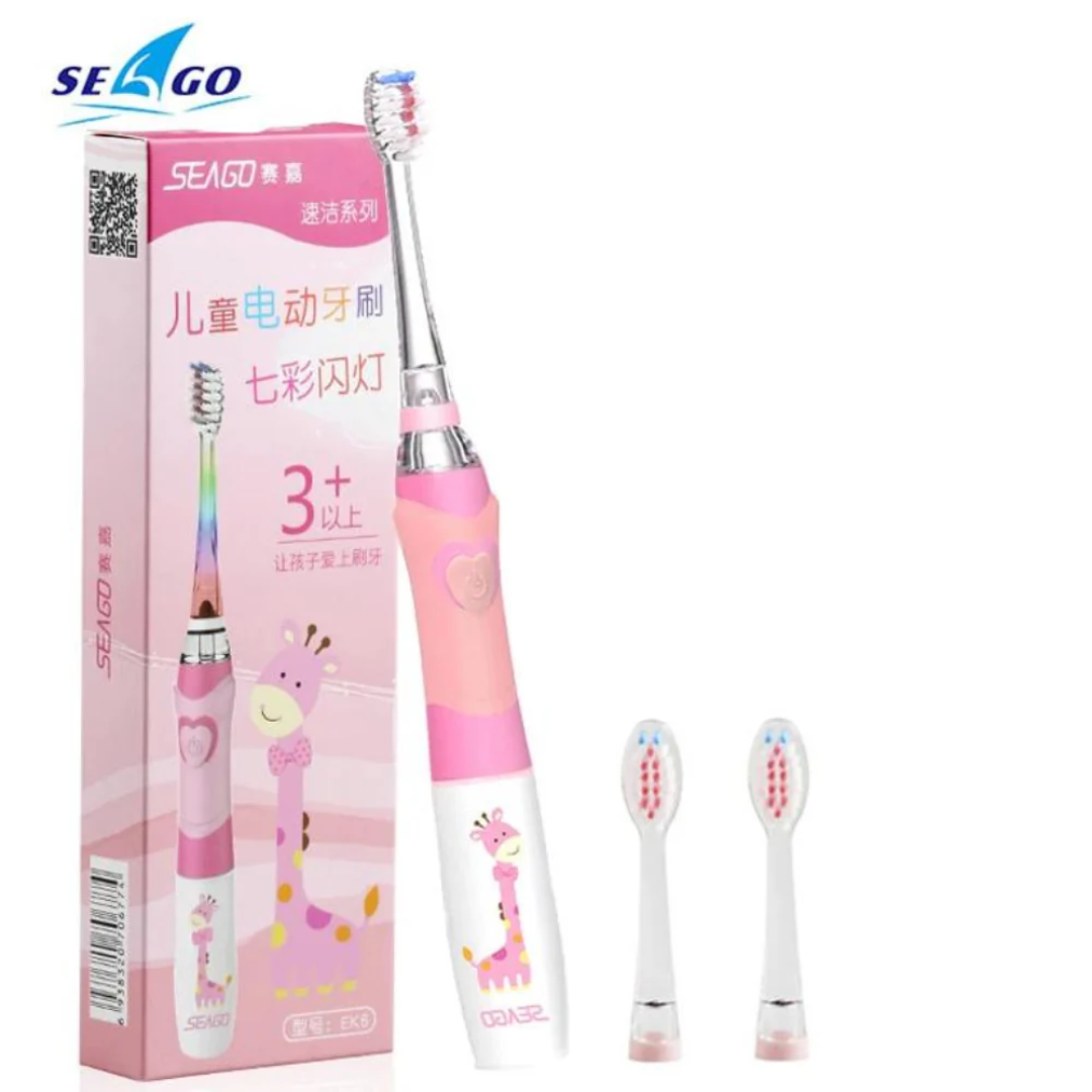 Escova Elétrica Infantil Seago com Luz de LED + BRINDE de 2 reposições